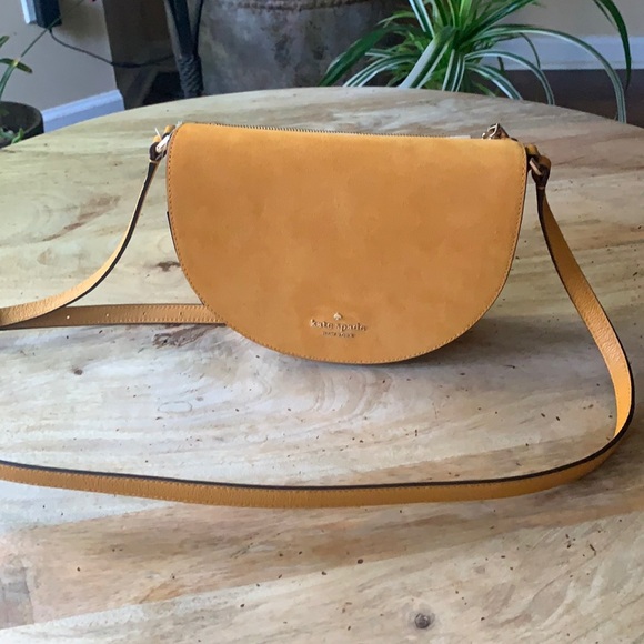 KATE SPADE Luna Crescent Suede and Leather mix Crossbody bag - - Picture 3 of 11
